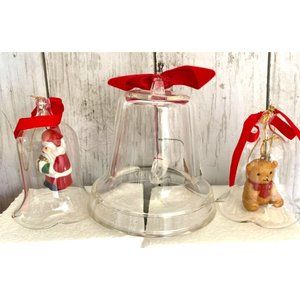 Vintage L'il Chimers Crystal Glass Bell CHRISTMAS ORNAMENT, Bear  Santa